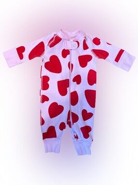 Hanna Andersson Girls 0-3 Months Heart Pajamas Organic Cotton